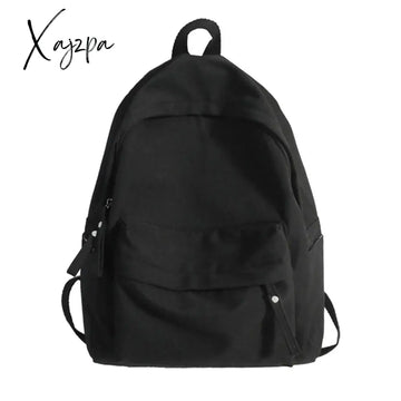 Xajzpa - Simple Solid Color Backpack Women Waterproof Nylon School Bags For Teenager Girls Bookbag